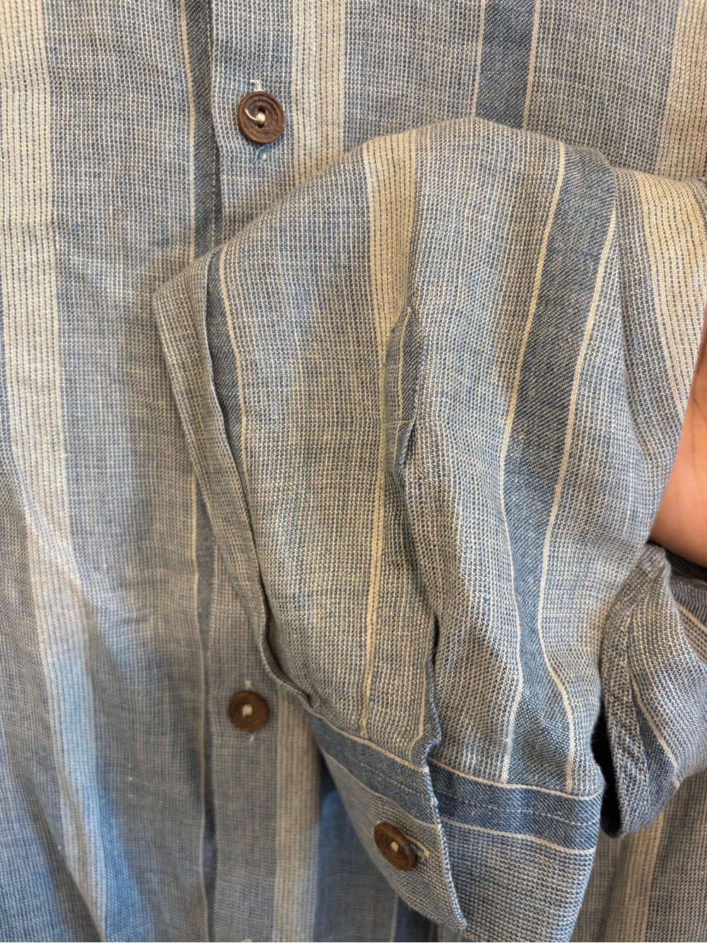 46 West- Light Blue & Gray Striped Men's Breathable Lightweight Linen Jacket - Picture 12 of 16